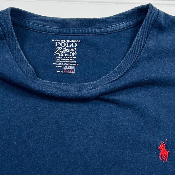 Polo Ralph Lauren Other - Polo Ralph Lauren Crewneck T-Shirt Men Large Navy Blue Short Sleeve Red Pony